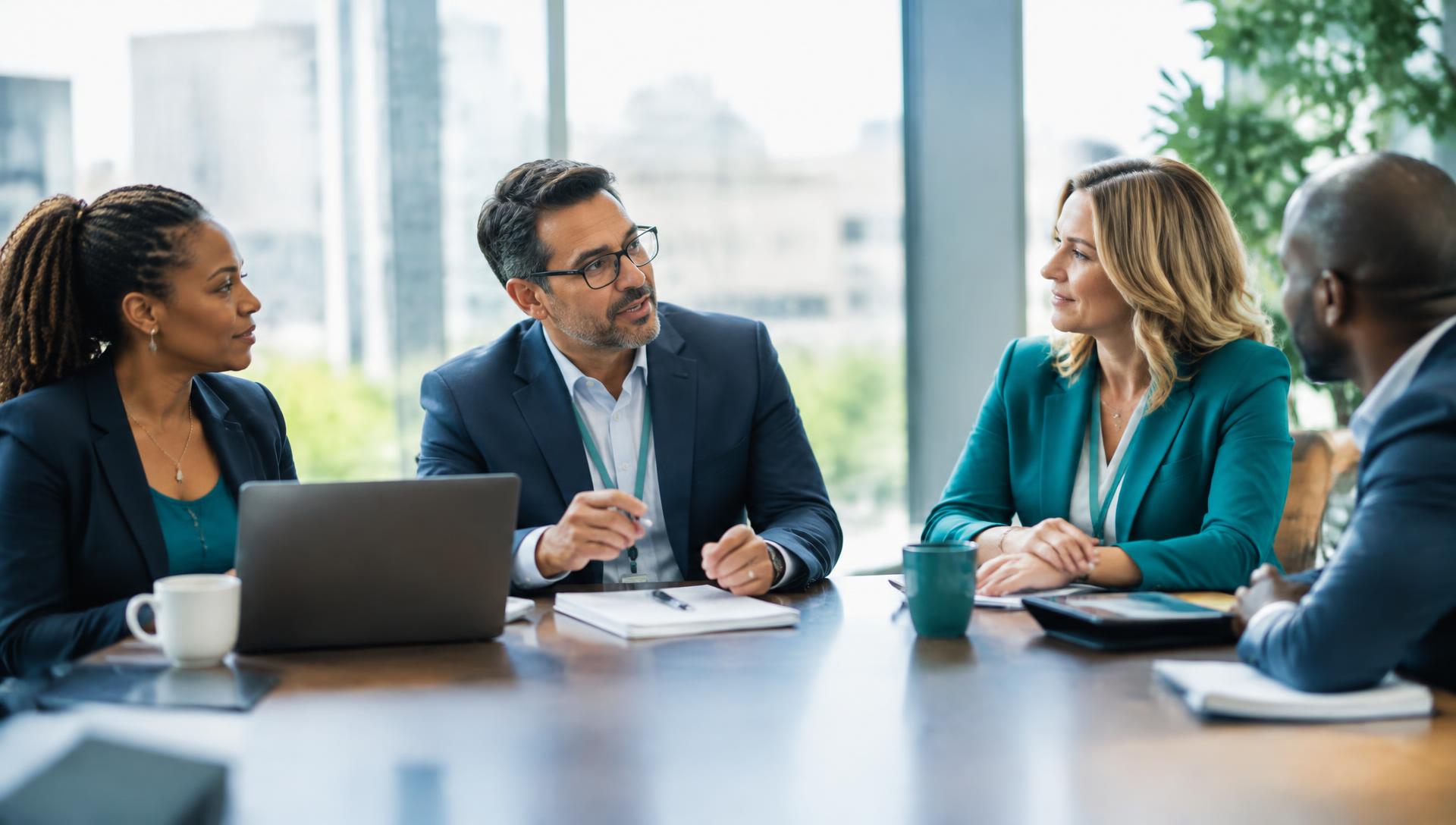 Healthcare leaders collaborating around a conference table